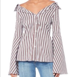 Caroline Constas stripe off the shoulder blouse